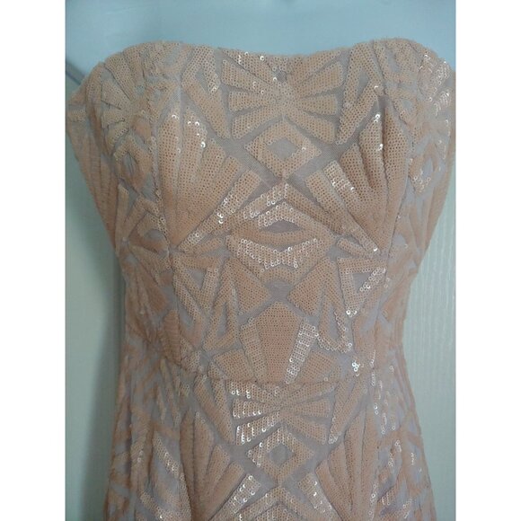 Dress The Population Glamorous Claire Sequin Strapless Feminine Shimmer S Midi - Picture 4 of 16